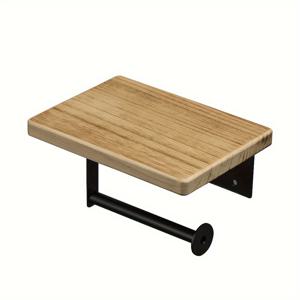 TEMU 나무 벽걸이 화장지 홀더, 싱크대 수납 랙, 휴대폰 거치대, 드릴 없이 간편 설치|화장실선반|변기부속품|화장지