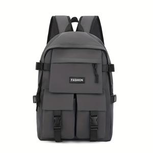 TEMU HUOHUO 남성용 백팩 - 스타일리시한 블랙 옥스포드 원단, 다수의 수납공간, 조절 가능한 어깨끈, 지퍼 클로저, 학교, 대학 또는 여행용, 학교 필수품, 현대적인 백팩, 내구성 있는 지퍼 클로저, 남성용 백팩, 일상 출퇴근, 고품질 파우치, 핸즈프리 캐리, 도시 필수품, 현대적 가방, 멀티포켓 북백, 출퇴근 필수품