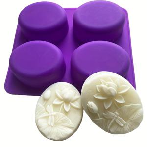 TEMU 1개 4구 연꽃 실리콘 몰드, 비누 석고 캔들 DIY 수제 케이크 베이킹 몰드, 식품등급 고온 내성 재사용 가능 기념품 선물 도구, 아이스 초콜릿 실리콘 몰드, 쉽게 재성형 및 세척 가능, 예술품 및 주방 용품