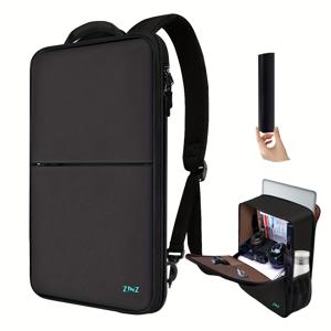 TEMU ZINZ 슬림 확장형 노트북 백팩 17인치 - 블랙, 부드러운 쉘 폴리에스터 비즈니스 여행 가방, 다중 컴파트먼트, TSA 준수 디자인, 대부분의 17인치 노트북에 적합, 노트북 백팩|노트북파우치