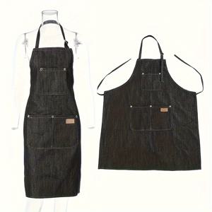 TEMU 바버샵, 주방, 정원 가꾸기, 스타일리스트 작업복용 데님 앞치마