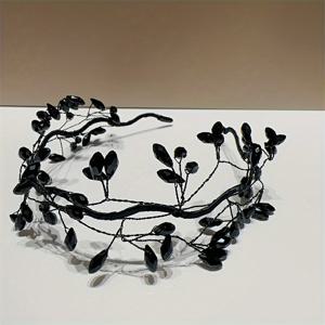 TEMU 여성을 위한 핸드메이드 블랙 가지 헤어밴드, 스타일리시하고 우아하며 숲의 분위기를 풍기며 고급스러운 질감을 선사합니다.