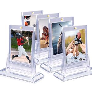 TEMU 5개 세트의 트레이딩 카드 및 야구 카드 보호용 자석 카드 홀더 (5개 스탠드 포함), 스포츠 카드, 게임 카드 및 표준 카드 보관 및 전시용 35Pt 아크릴 하드 카드 슬리브