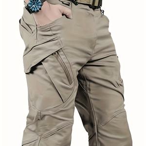 TEMU 남성용 멀티 헤비듀티 택티컬 팬츠, 스크래치 방지, 아웃도어/하이킹/건설용 - 봄/가을, 세탁기 사용 가능 작업복 바지