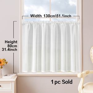 TEMU 1개 일본 스타일 주방 커튼 - 수직 줄무늬가 있는 빛을 필터링하는 쉬어 보일, 로드 포켓 디자인, 폴리에스터 원단, 주방 창문 및 캐비닛에 완벽, 세탁기 사용 가능, 사계절 사용, 주방 창문 | 모던 주방 장식 | 빛을 필터링하는 커튼, 창문용 주방 커튼