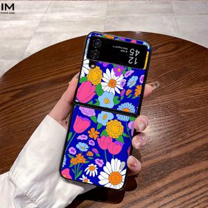 TEMU 휴대폰 케이스 - 색다른 꽃무늬 패턴의 세련된 디자인, 삼성 폴더블 시리즈 (갤럭시 Z 플립 4, Z 플립 5, Z 플립 6, W22, W23, 폴드 4, 폴드 5, 폴드 6 포함) 보호 케이스로 적합한 소재로 제작