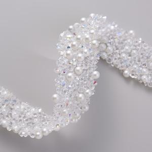 TEMU 15mm 1야드 자체 접착 라인스톤 트림 리본 (글리터 레진 라인스톤 포함), 웨딩 드레스 벨트 및 공예 장식에 적합.