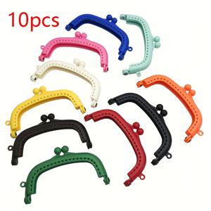 TEMU 마카롱 색상 키스 잠금 백 단추 10개 세트, 폴리에스터 섬유 핸드백 프레임, 핸드백 및 지갑 제작용 금속 백 부품, DIY 지갑 제작