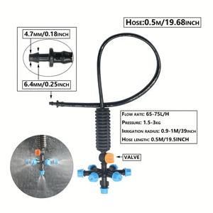 TEMU 1-Set 정원 온실 하이든 미스트 노즐 7 방향 분사 관개 시스템 노즐 방수 방수 노즐 크로스 드롭 관개 플라스틱 스프레이어 키 가습 냉각 먼지 제거