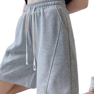 TEMU 봄, 여름용 드로스트링 허리 라인 가볍고 중간 길이의 단색 여성용 캐주얼 반바지 (단품)