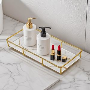 TEMU 1개 모던 엘레강스 폴리쉬 철제 스토리지 트레이 (탈착식 베이스 포함) - 싱크대, 화장대, 드레서용 다목적 욕실 카운터탑 - 화장품, 제품용 장식용 홀더