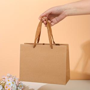 TEMU 12개 심플 솔리드 컬러 토트 백, 트윈 핸들 - 내구성 있는 브라운 크래프트 종이 선물 백, 크리스마스, 추수 감사절, 생일, 결혼식 및 더 많은 특별한 기회에 적합 - 휴일 파티, 비즈니스 이벤트 및 특별한 기회에 완벽한 선물 백, 재사용 가능한 선물 백