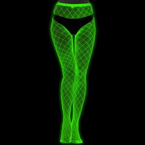 TEMU 여성용 야광 팬티스타킹 - 네온 그린, 오픈 크로치 스타킹 나이트클럽, 데이트, 코스튬 파티용 섹시 란제리 & 롤플레이 의상 필수품, 클럽웨어 액세서리, 우아한 스타일, 내구성 있는 광택 소재, 어둠 속 빛나는 매끄러운 질감, 시어 호즈리, 패션 애호가들을 위한 아이템
