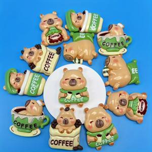 TEMU 20개입 혼합 만화 카피바라 동물 레진 장식 (프로젝트용); 크림 글루 수제 헤어 클립 및 머리끈; 냉장고 장식; 문구류 장식.