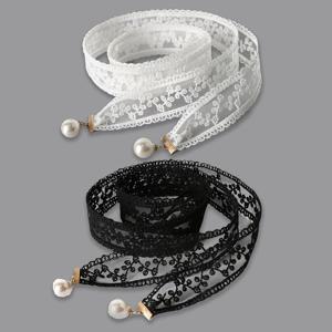 TEMU 은색 프린트가 있는 우아한 블랙 레이스 허리 타이 - 캐주얼, 해변, 야외, 웨딩, 파티 등 다양한 의상에 적합한 다용도 드레스 벨트 - 옷을 입히거나 내리기 모두 적합한 다용도 허리 타이|우아한 허리 타이|레이스 허리 타이