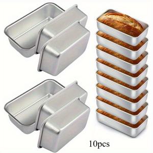 TEMU 10개 직사각형 빵틀, 직사각형 베이킹 트레이, 토스트, 브라우니 빵, 알루미늄 논스틱 베이킹 트레이, 케이크 틀, 세척 쉬움, 홈메이드 빵, 케이크 및 토스트용 (4.72 X 2.76 X 1.18 인치)