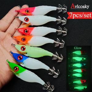 TEMU 7개 세트 야광 바이오닉 빅아이 새우 하드 루어