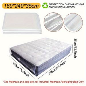 TEMU 운송 및 보관용 튼튼한 비닐 봉투 - 침대, 소파 및 캠핑에 적합한 초대형 PE 매트리스 커버 - 내구성이 뛰어나고 견고한 포장 용품 - 1개입, 180cm * 240cm / 200cm * 240cm, 매트리스 커버