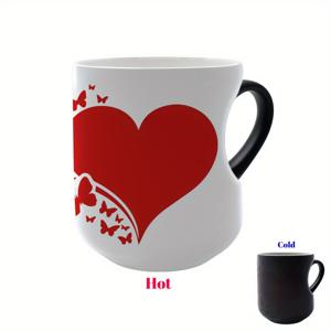 TEMU 온도에 반응하는 하트형 손잡이 컬러 체인징 세라믹 머그컵 - 뜨거운 음료용 보온 컵, 보온 기능 (11oz/330ml) - 발렌타인데이, 어버이날, 스승의날 선물, 차, 코코아, 수프용