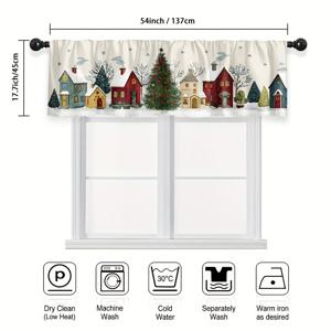 TEMU 1개 2D 평면 크리스마스 겨울 마을 장면 커튼 - 스타일리시한 겨울 휴일 장식, 눈이 내리는 집, 나무 & 조명, 빛 필터링 폴리에스터 원단, 간편한 걸이형 로드 포켓, 거실, 주방 및 침실, 거실용 크리스마스 커튼, 암막 커튼, 창문 커튼, 거실커튼 특대형, 패브릭, 커튼 거실대형, 가리개커튼