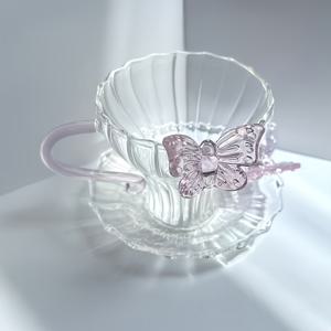 TEMU 1세트, 우아한 나비 디자인 유리 티 컵 & 새, 커피 머그 - 전자레인지 사용 가능, 손세척 전용, 여성 티 파티, 주스, 샴페인에 적합 - 크리스마스, 발렌타인데이, 추수감사절, 졸업식, 샴페인