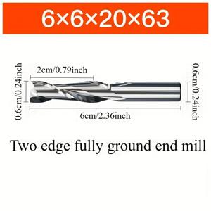 TEMU HUHAO 65도 2날 스파이럴 밀링 커터, 6mm 고속 CNC 절단 비트, 알루미늄 플랫 엔드, HRC65, 헬리컬 플루트, CNC 머신용 정밀 조각 라우터