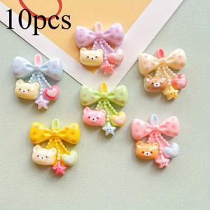 TEMU 10개 GIOIO 컬러풀 리본 베어 DIY 레진 폰 케이스 헤어 클립 - 파스텔 색상의 귀여운 만화 곰 참, 내구성 있는 플라스틱 주얼리 만들기 용품, 휴대폰 액세서리, 머리 장식, 키체인 및 공예용, 재미있는 디자인, 생생한 색상, 팔찌 참, 주얼리 제작 참, 목걸이 참|머리핀
