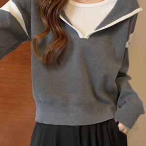 TEMU 여성용 캐주얼 투톤 후드 스웨트셔츠 - 블랙 & 화이트 컬러 블록, 루즈핏 긴팔, 리브드 커프스, 끈 조절 후드, 가을/겨울에 완벽, 캐주얼 겨울복 | 컬러 블록 디자인 | 리브드 커프스