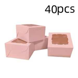 TEMU 40개 투명 정사각형 선물 상자 4x4x2.5인치 - 파티 용품 & 휴일 간식용 , , 핑크