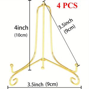 TEMU 4개 세트 우아한 골든 아이언 플레이트 스탠드 - 빈티지 스타일 메탈 이젤, 사진, 액자, 요리책, 장식 접시 및 예술 작품 전시용 - 홈 데코 또는 테이블탑 디스플레이에 완벽