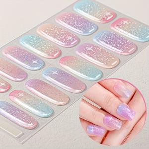 TEMU 글리터가 돋보이는 로맨틱하고 달콤한 그라데이션의 네일 아트 스티커 16종 세트입니다. 꿈과 색다름을 담은 글리터가 빛나는 별이 장식된 디자인을 선보입니다. 이 살롱 퀄리티 스티커는 섬세한 손가락을 더욱 아름답게 꾸미겠습니다.