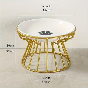 TEMU 1 세트 (애완동물 밥그릇 + 밥그릇 스탠드) 세라믹 애완동물 밥그릇 (메탈 철제 프레임), 북유럽 스타일 분리형 고양이 밥그릇, 높이 조절 고양이 밥그릇, 스낵 캔 접시, 경추염, 넘어짐 방지 고양이 밥그릇