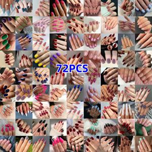 TEMU 72개/144개 랜덤 멀티 스타일 혼합 컬러 네일 스티커, 사계절 사용 가능한 쉬운 제거, 할로윈, 크리스마스, 발렌타인데이, 어머니날 파티 및 일상 사용에 완벽한 매칭, 풀 커버리지 광택감 있는 눈길을 사로잡는 디자인, 재사용 가능한 프레스온 발톱 세트