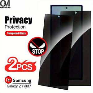 TEMU 삼성 갤럭시 Z 폴드 4/5/6/7용 강화 유리 프라이버시 스크린 프로텍터 2개 세트 - 지문 방지, 쉬운 설치, 스크래치 방지, 스크래치 방지, 지문 방지