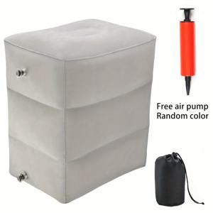 TEMU 휴대용 공기 주입식 다리 받침 베개 (외부 공기 주입 필요 없음) - 고급 PVC 에어 쿠션 발받침대, 여행, 차량, 사무실 & 가정용 - 가볍고 내구성 있으며 세탁 가능한 발 지지대