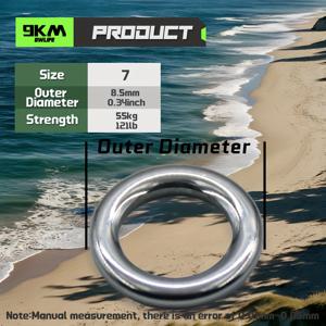 TEMU 9KM 스테인리스 스틸 솔리드 싱글 링 50개입, 고강도 인장 특성 설계, 낚시 바늘, 클램프 및 담수 및 해수 모두에서 사용 가능한 나비 드릴에 적합, 0#에서 9# 사이즈로 제공.