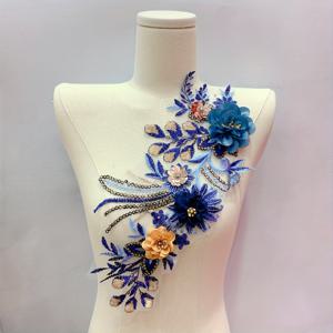 TEMU 1개 우아한 스팽글 비즈 장식 조각, 스타일리시한 입체 꽃과 잎 디자인, 웨딩 드레스, 코트, 스커트, 가방 및 홈 데코 장식, 재봉 및 용품으로 적합.