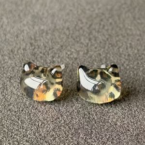 TEMU 1쌍 저자극 레진 고양이 귀걸이 - 귀여운 프린트 고양이 머리 귀걸이, 리얼리스틱 태비 무타투, 민감성 피부용, 데일리 & 여성용|피어싱