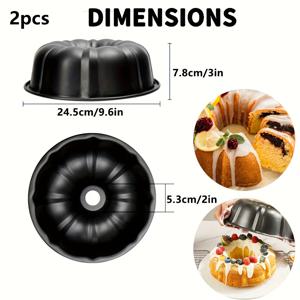 TEMU 2개 세트 9.6인치, 24.5x24.5cm 논스틱 호박 케이크 몰드, 웨이비 베이킹 도구, 헤비듀티 카본 스틸 튜브 초콜릿 퐁당 및 슈가크래프트용