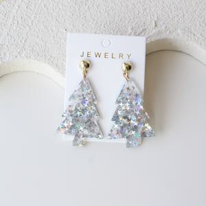 TEMU 크리스마스 1쌍 반짝이는 은색 별 대형 크리스마스 트리 아크릴 여성용 드롭 귀걸이 빈티지 귀여운 심플 다용도 선물