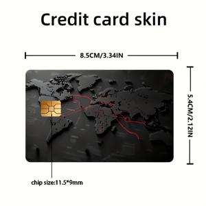 TEMU 고품질 블랙 앤 레드 세계 지도 디자인 (은행 카드, 신용 카드, 체크 카드, 교통 카드, 방 키 카드, 스킨 스티커)