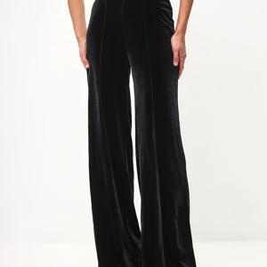 TEMU 여성용 우아한 벨벳 하이웨이스트 와이드 레그 팬츠 | 부드러운 스트레치 원단, 캐주얼하고 편안함, 모든 계절에 적합