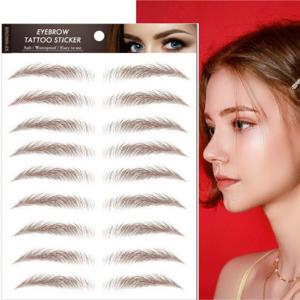 TEMU 4개 갈색 눈썹 타투 스티커, 방수 및 땀 방지, 리얼 3D 눈썹, 6D 생체 눈썹, 눈썹이 없거나 눈썹 그리기 게으른 사람들에게 적합, 생일 선물, 휴일 선물, 크리스마스 및 할로윈|타투스티커