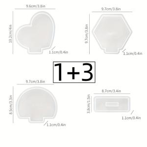 TEMU 육각형/하트/원형 레진 실리콘 몰드 세트 - DIY 에폭시 레진 공예 키트, 수제 사진 프레임, 디스플레이 스탠드, 홀더 & 웨이브 모양 프레임 (서프보드/용암/육각형) - 재사용 가능한 무독성 몰드 & 선물용