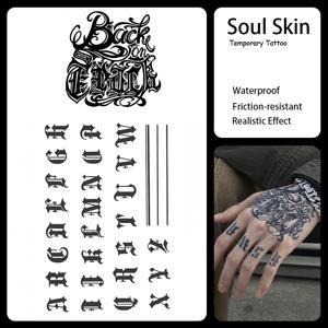 TEMU 고딕 레터링 타투 2개 세트 - 손에 붙이는 방수 임시 스티커, 1-2주 지속, 이벤트 및 축제용, 눈에 띄는 바디 아트, 예술적인 표현, 복잡한 디자인, 잉크, 트렌디