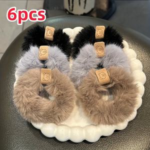 TEMU 6개 세트 플러시 헤어밴드 - 고탄력 내구성 헤어밴드, 높은 포니테일 번 헤어, 사원, 헤어밴드 헤드웨어, 일상용, 크리스마스, 할로윈에 적합