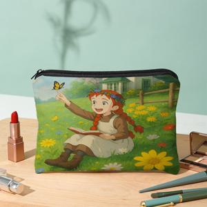 TEMU 1개 울라스 여성용 앤 캔버스 메이크업 & 여행 가방 - 가벼운 화장품 파우치, 지퍼 잠금, 다용도 케이스, 연필 보관, 선생님 선물, 친구 선물 (할로윈 & 크리스마스), 크리스마스 장식