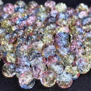 TEMU 8mm 우아한 그라데이션 핑크 & 블루 글리터 브로큰 글라스 비즈 - 주얼리 제작, 목걸이, 팔찌, 크리스마스, 할로윈, 파티, 커플 선물, 어버이날 선물, 주얼리 제작 용품에 적합 | 우아한 비즈 디자인 | 유리 비즈 재질