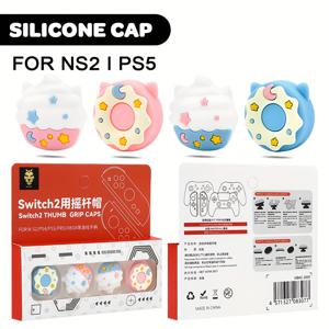 TEMU 4개 세트 귀여운 소프트 엄지 그립 캡 스틱 커버 스위치 2 조이콘 컨트롤러 게임 액세서리