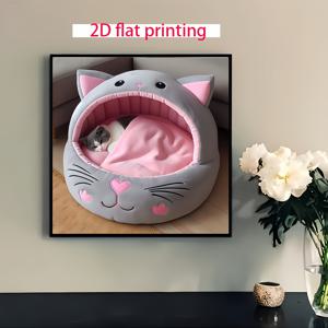TEMU 5D 게으른 귀여운 고양이 페인팅 세트 | 원형 아트워크, 고양이 둥지 디자인, 캔버스 아크릴, 어버이날, 독립 기념일, 부활절, 발렌타인데이, 가정 침실 현관 서재 욕실 벽 장식으로 완벽